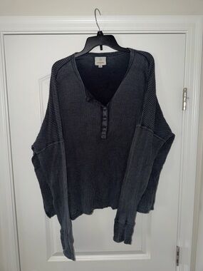 Offline by Aerie Size Large Charcoal Waffle Henley